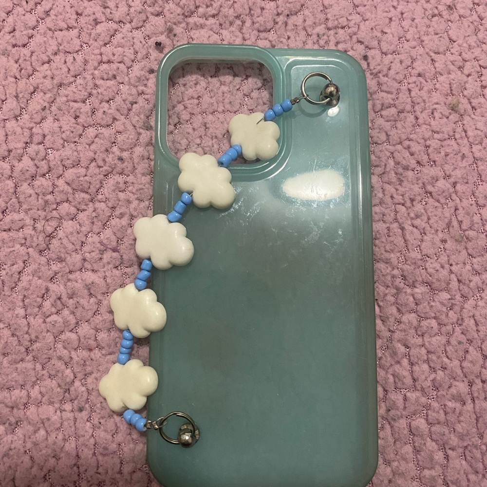 Blue and white IPhone 14 phone charm case
